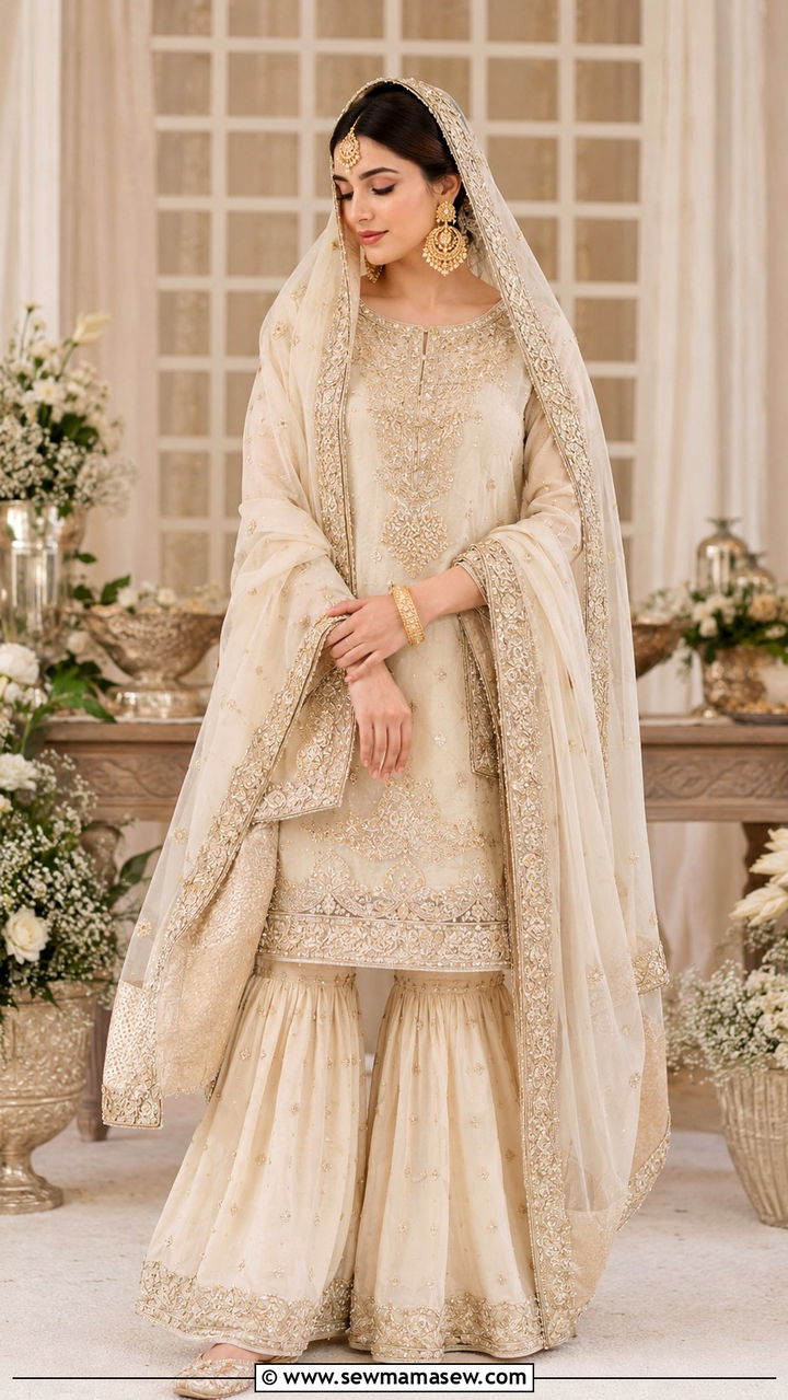 Gharara Set For Nikkah Bride - 20 Modest outfit ideas for Nikkah