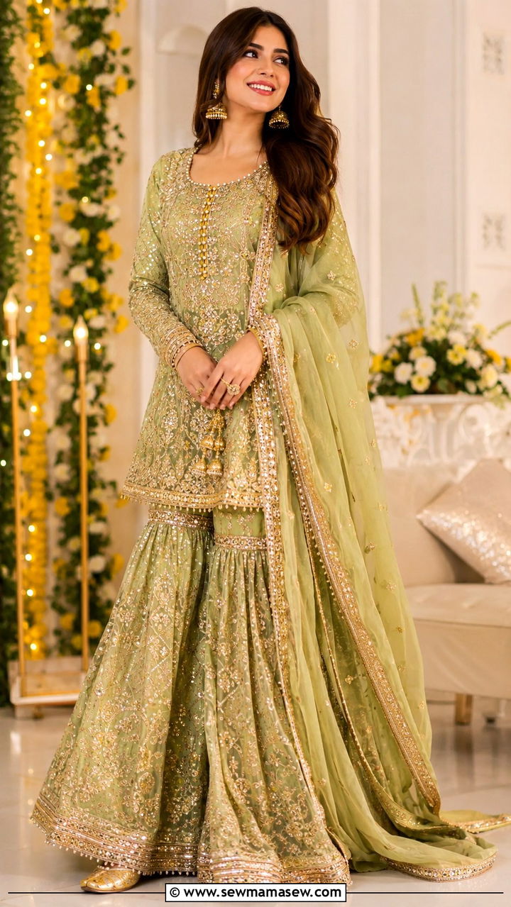 Gharara Set With Khussas - 20 Modest outfit ideas for Pakistan