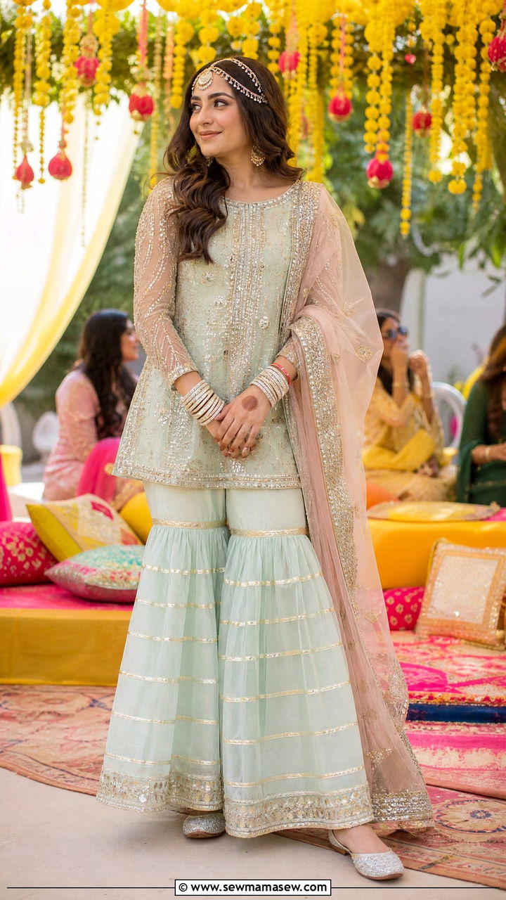 Gharara With Short Kameez - 30 Islamabad outfit ideas