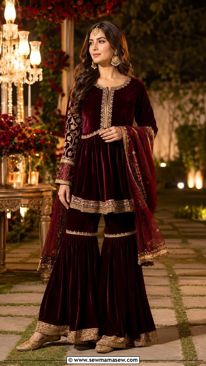 Gharara With Short Peplum Kurti - 20 Wedding guest outfit ideas Barat ceremony