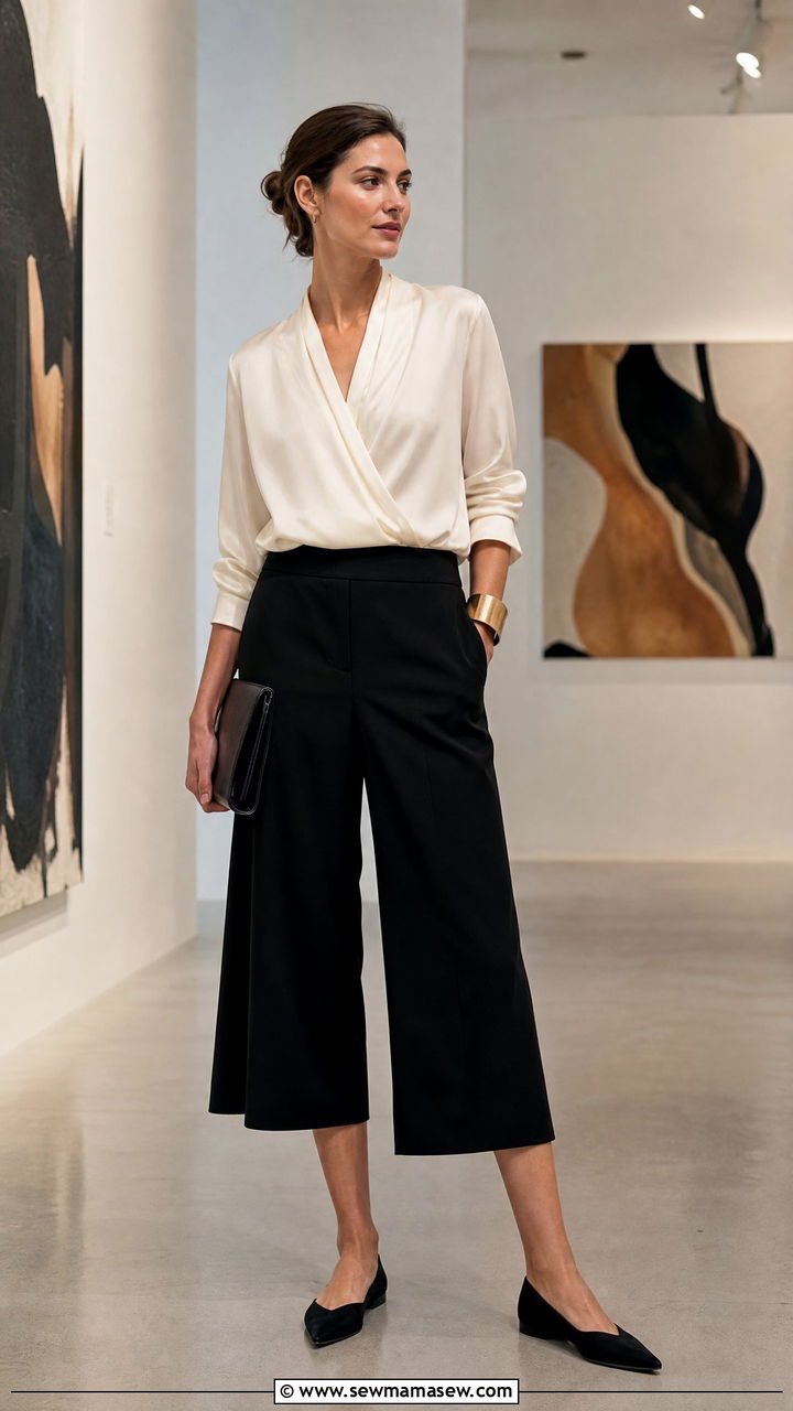 Ghent Art Gallery Opening Outfit With Culottes And Silk Blouse - 25 Ghent outfit ideas