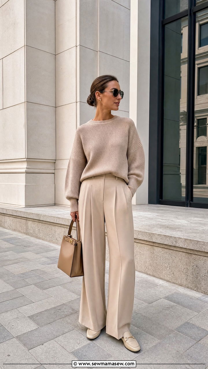 Ghent Monochrome Outfit With All Beige Tailored Silhouette - 25 Ghent outfit ideas