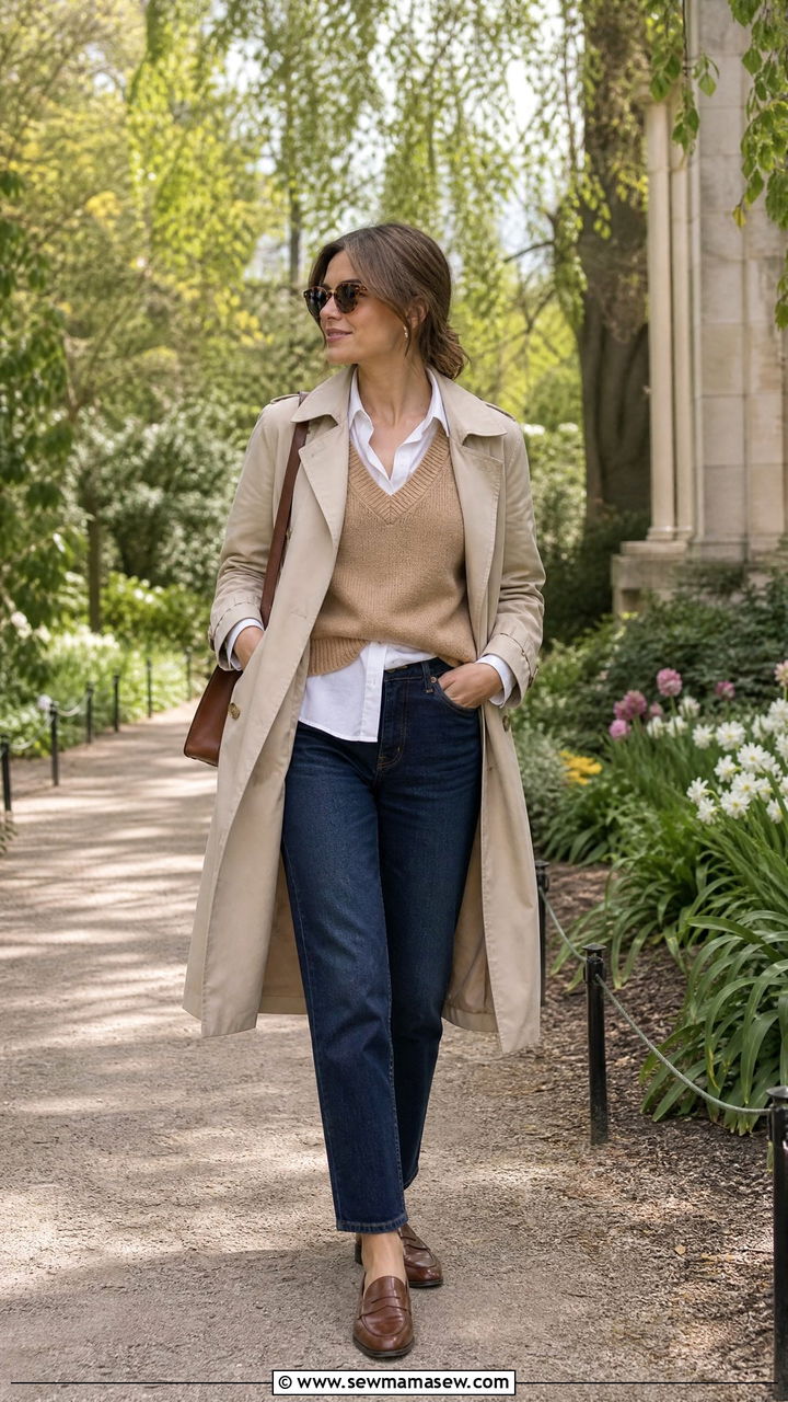 Ghent Spring Layering Outfit With Knit Vest And Button Down Shirt - 25 Ghent outfit ideas