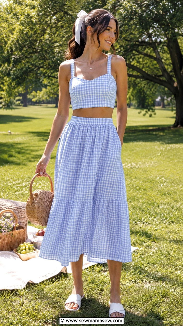 Gingham Co Ord Set With Basket Bag - 25 May outfit ideas