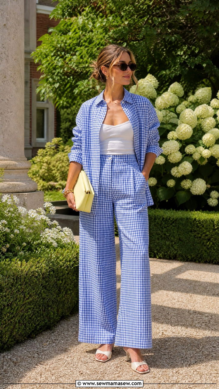 Gingham Co Ord Set With Kitten Heel Mules Outfit - 25 classy Copenhagen outfits