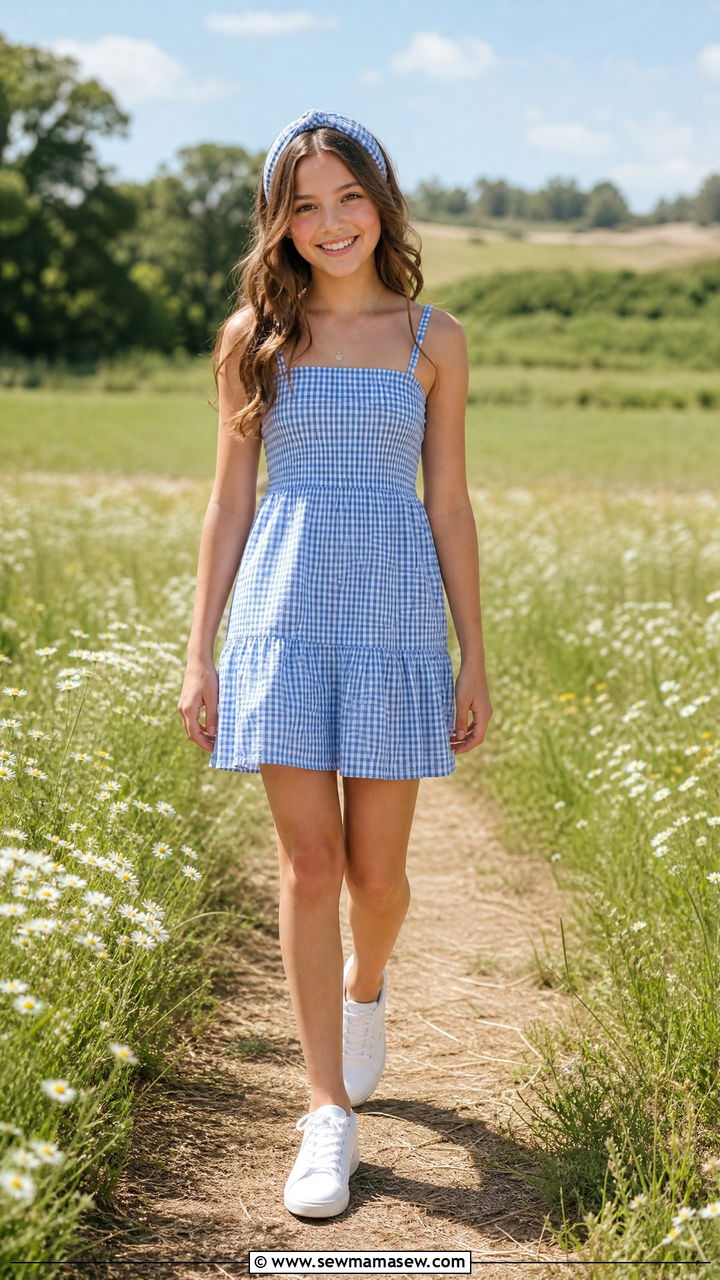 Gingham Dress And White Sneakers Outfit - 25 Tween outfit ideas 2026