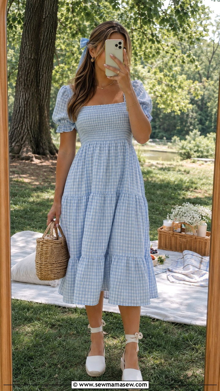 Gingham Dress Baby Shower Outfit - 30 chic baby shower outfits for women