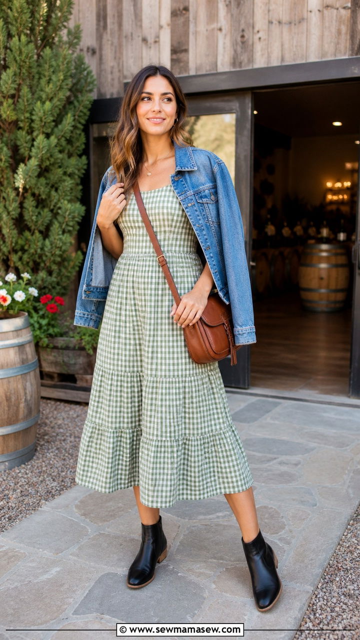 Gingham Dress With Ankle Boots - 40 All wine outfit ideas