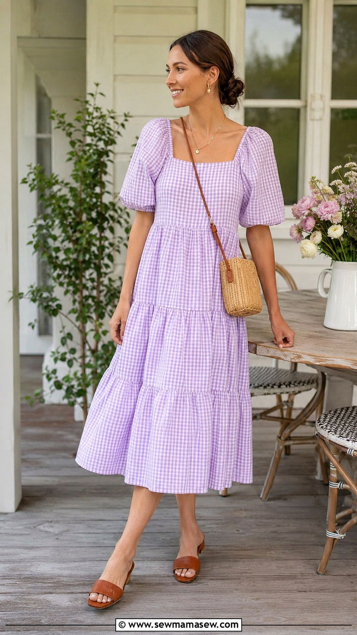 Gingham Dress With Mules Brunch Look - 30 brunch outfits inspo
