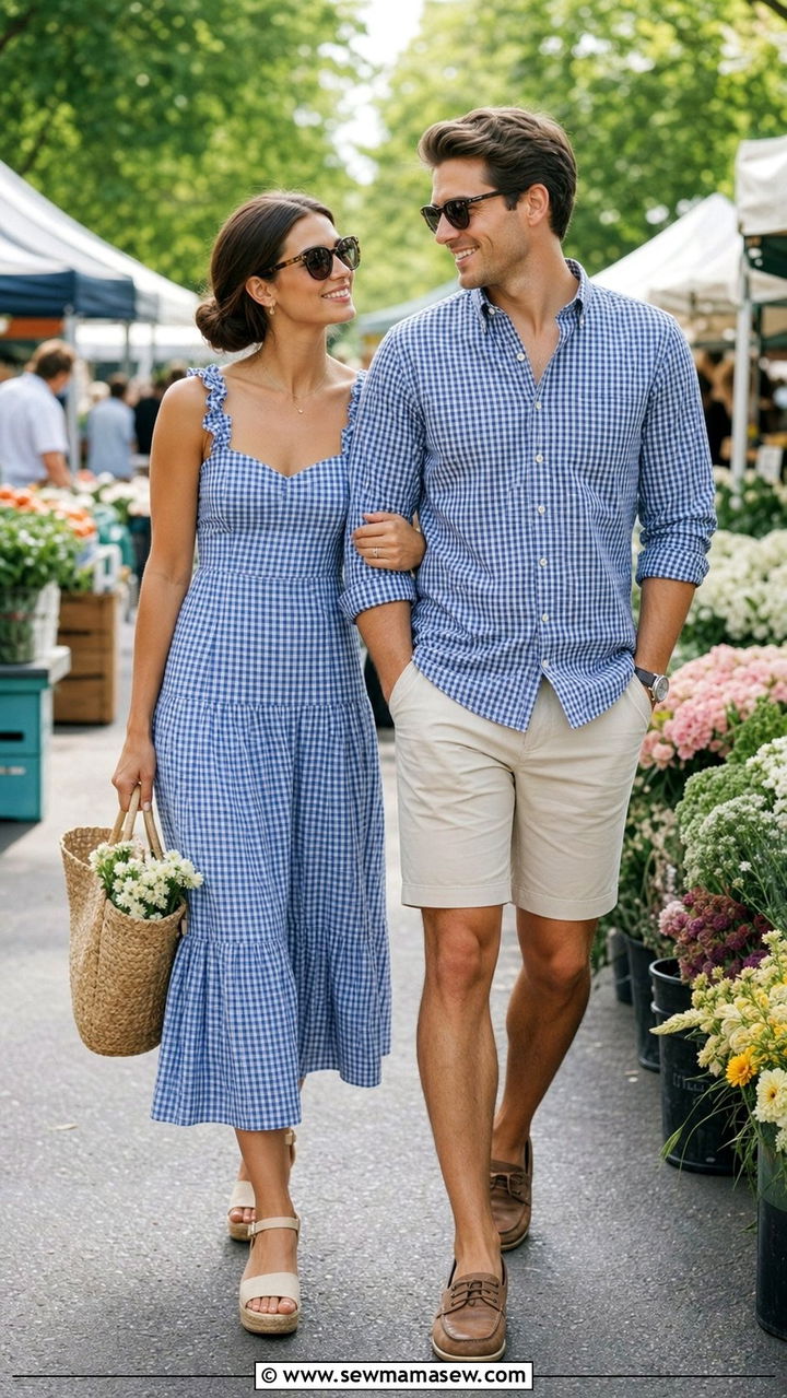 Gingham Matching Couple Outfit - 25 Spring matching outfits for couples