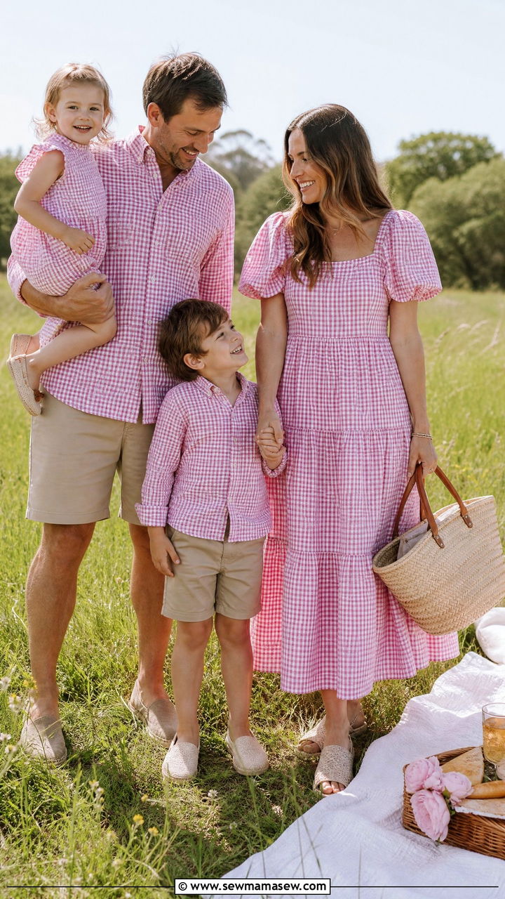 Gingham Matching Family Outfits - 30 Matching summer family outfits