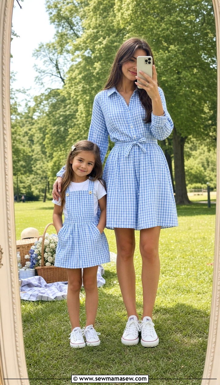 Gingham Print Mother Daughter Outfit - 25 Spring mother daughter outfits