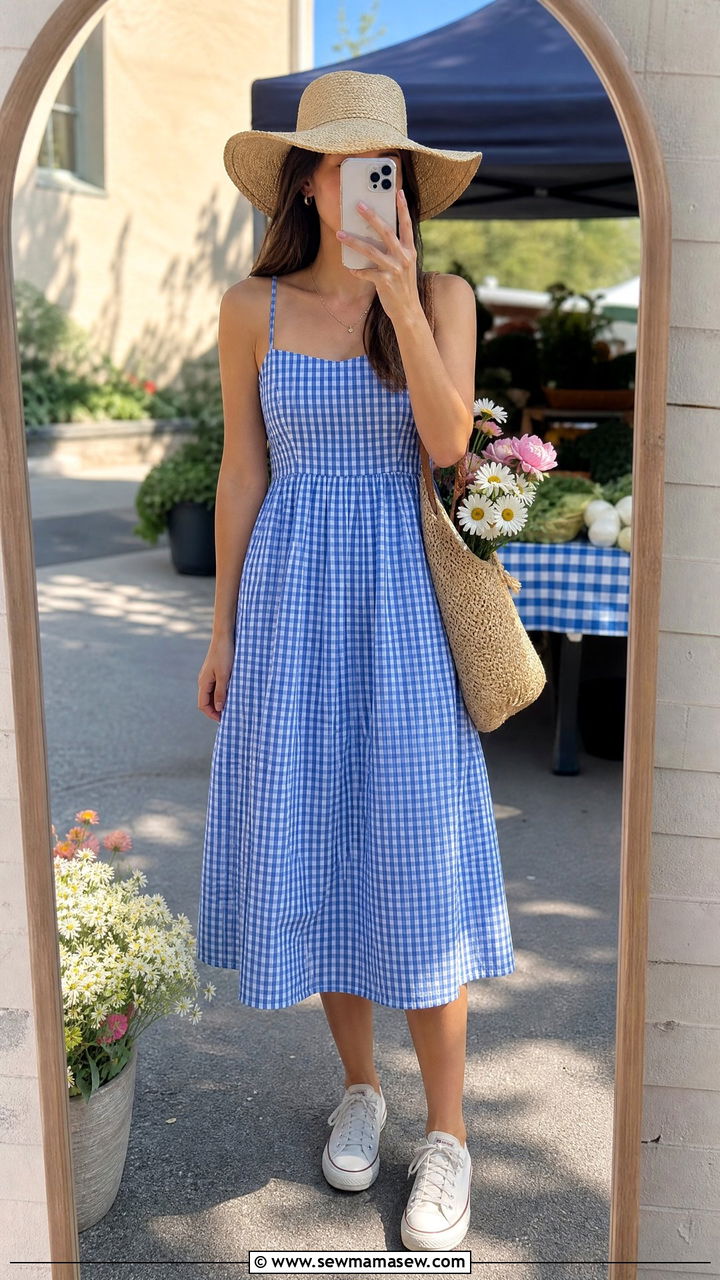 Gingham Sundress Outfit - 35 June outfits for women