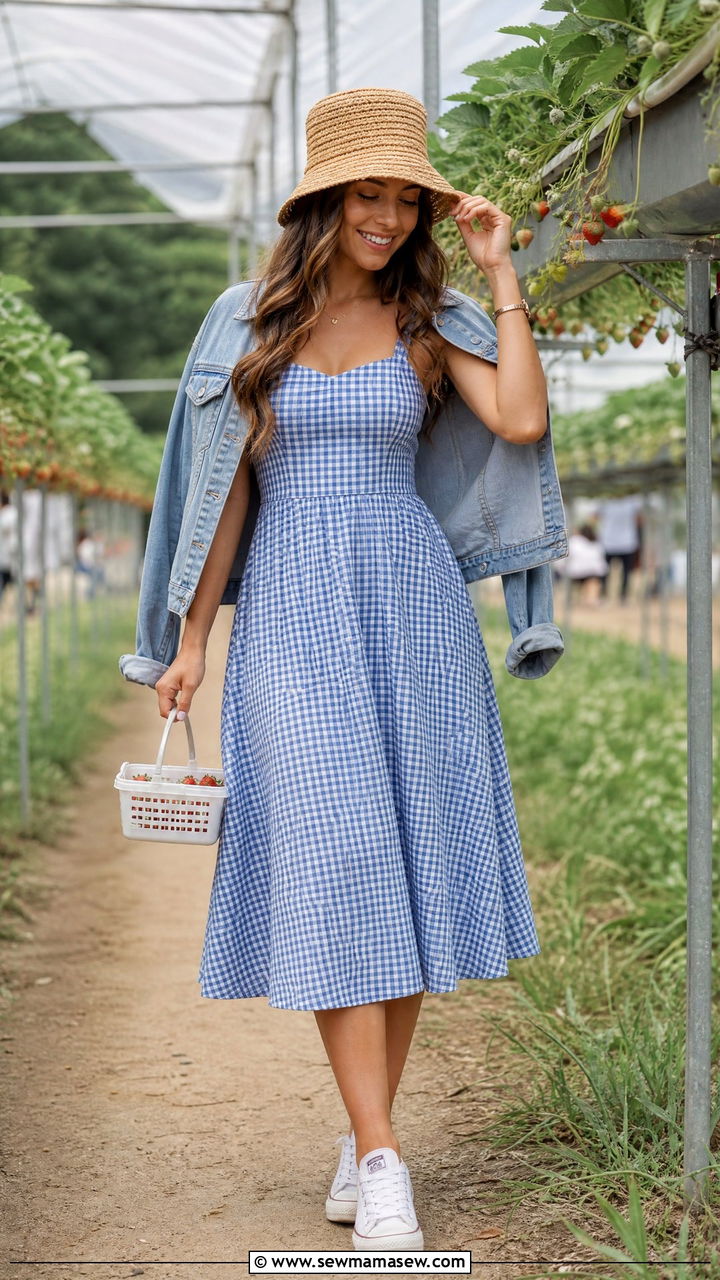 Gingham Sundress Summer Countryside Outfit - 30 Summer countryside outfits
