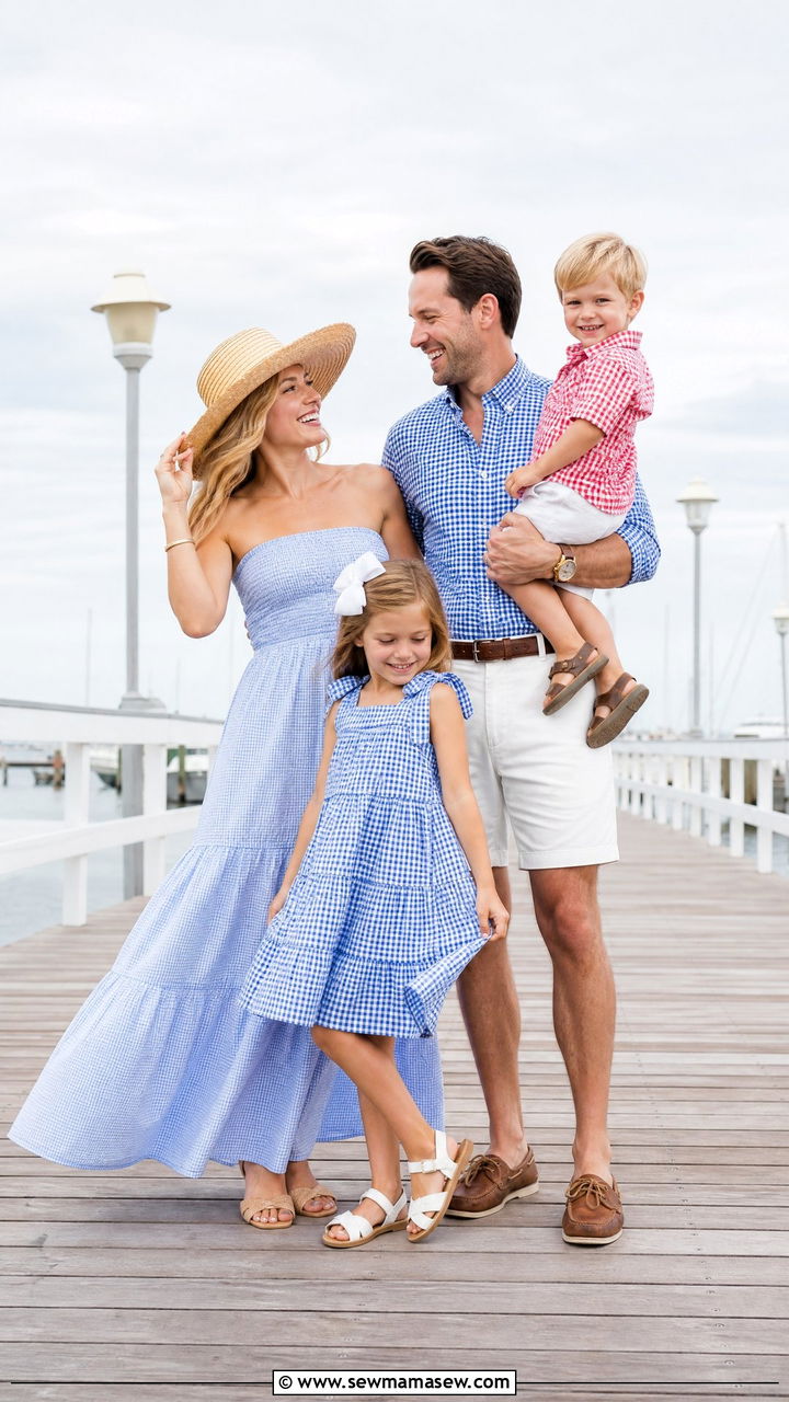 Gingham and Seersucker Summer Family Photoshoot Outfits - 30 summer family photoshoot outfit ideas