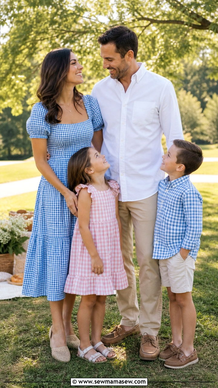 Gingham and White - 40 Spring family photo outfits