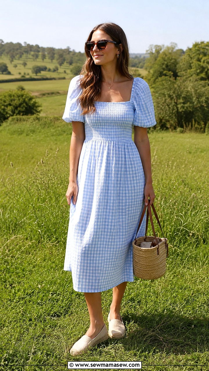 Gingham dress for outdoor family reunion - 30 Spring outfits for family reunion