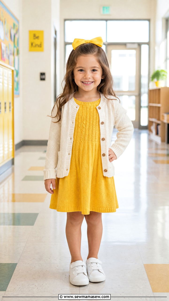 Girls Dress and Cardigan for Kindergarten - 25 Kindergarten outfit ideas