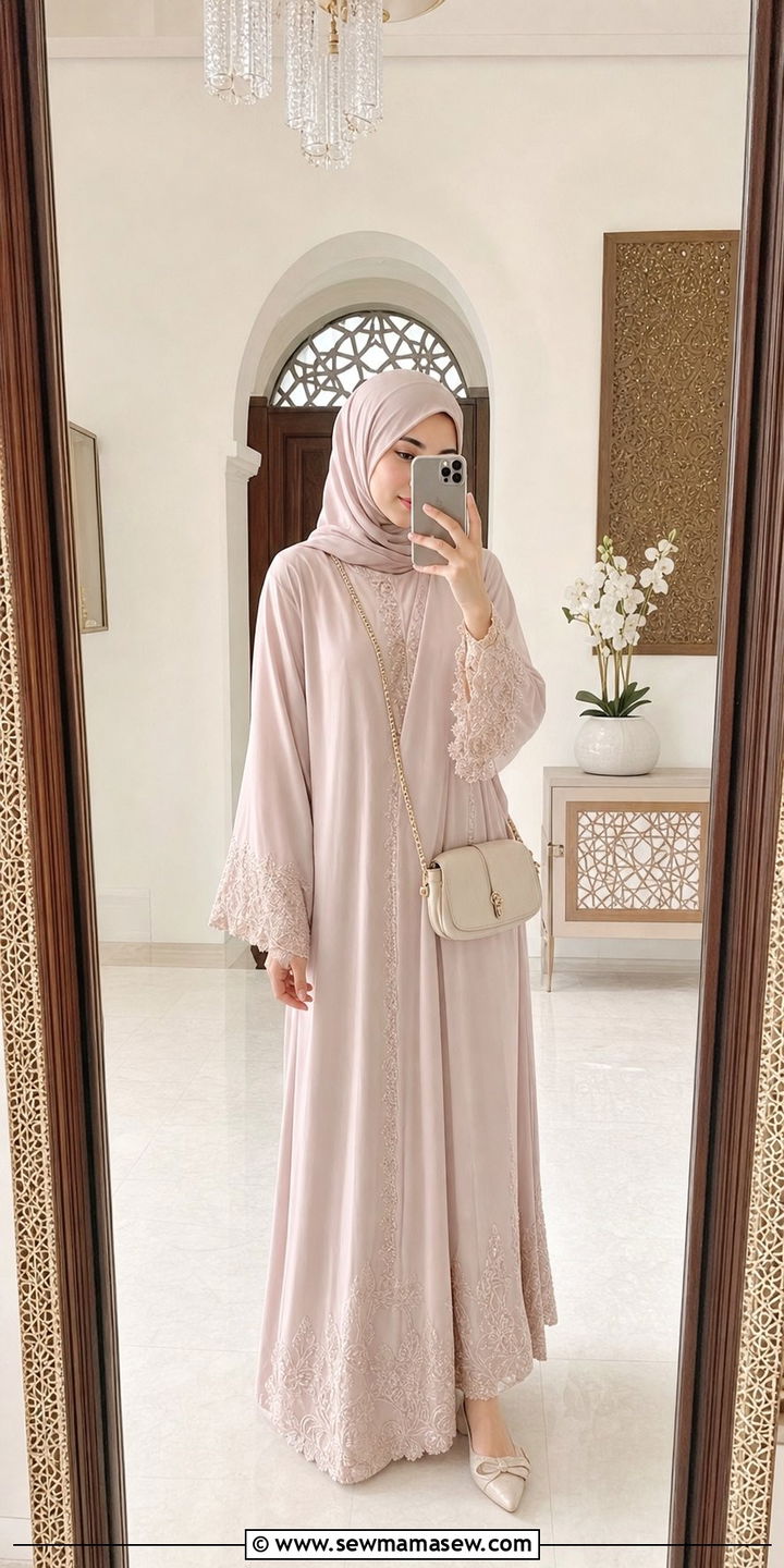 Girls abaya with matching hijab for Eid - 25 Eid outfit ideas for little girls