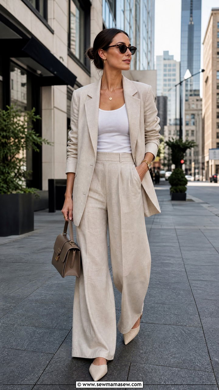 Girls trip blazer and wide leg trousers - 30 Girls trip outfit ideas