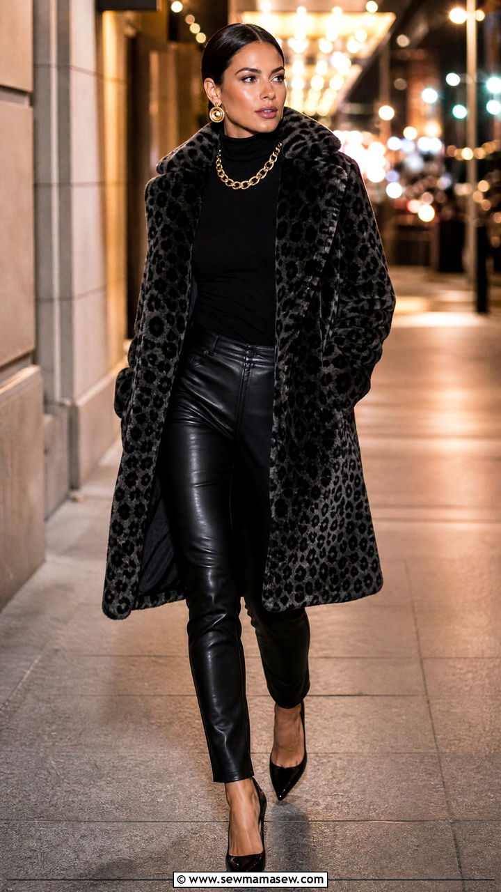 Glamoratti Animal Print Coat With All Black Base - 30 glamoratti outfits to copy