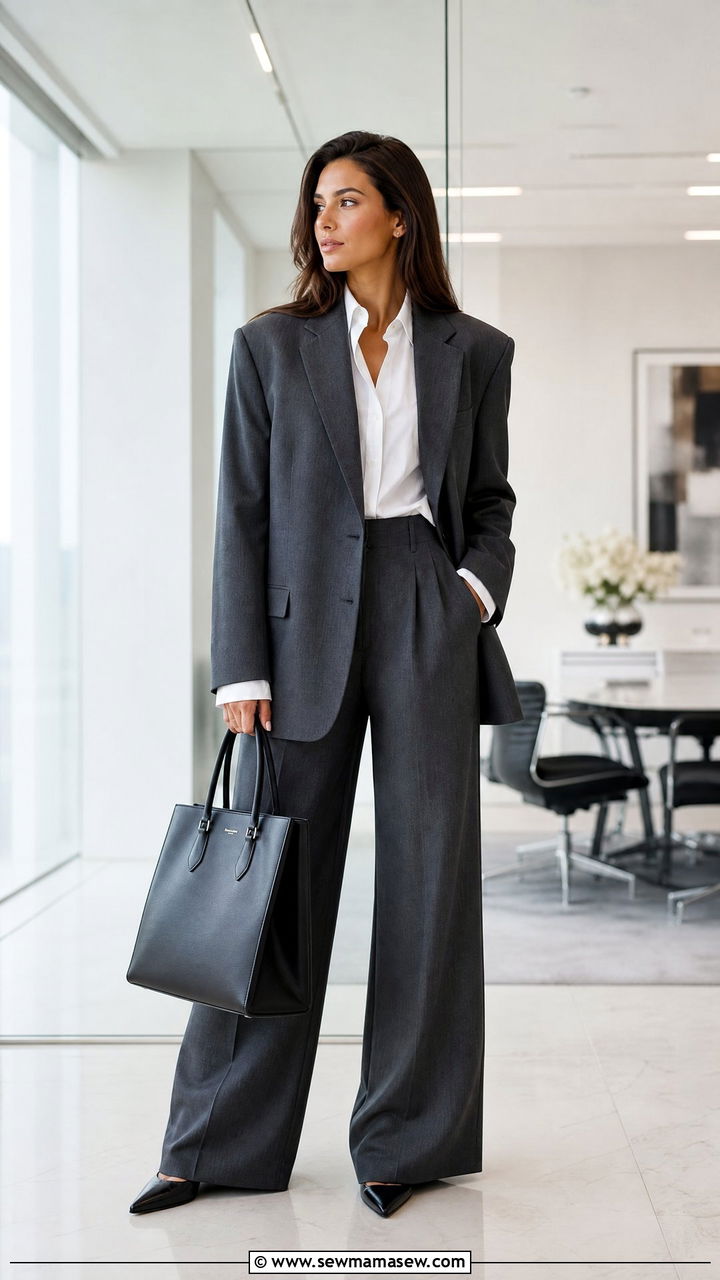 Glamoratti Charcoal Gray Oversized Suit Outfit - 30 Glamoratti outfit ideas