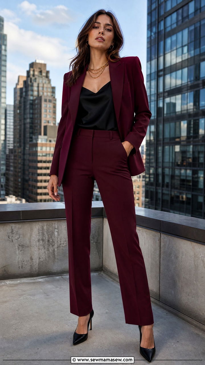 Glamoratti Deep Wine Colored Suit Outfit - 30 glamoratti outfits to copy