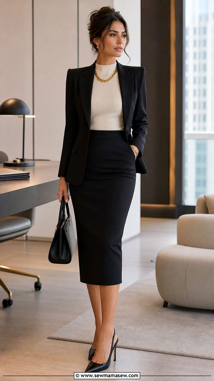 Glamoratti Structured Blazer With Pencil Skirt - 30 glamoratti outfits to copy