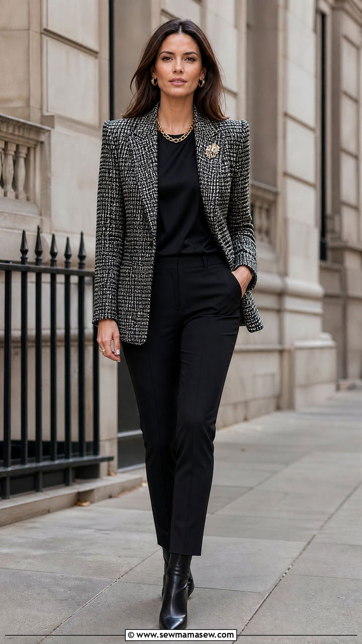 Glamoratti Tweed Blazer With Cigarette Trousers - 30 glamoratti outfits to copy