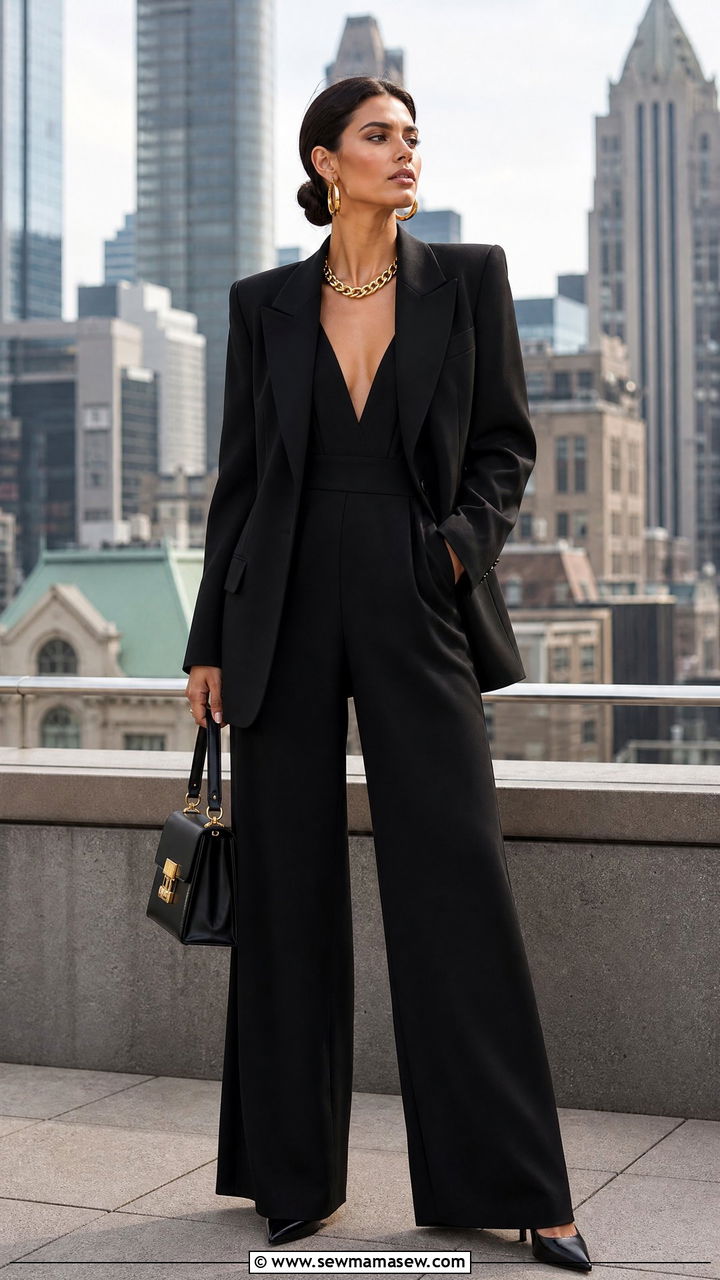 Glamoratti Wide Leg Jumpsuit With Shoulder Pad Blazer - 30 glamoratti outfits to copy