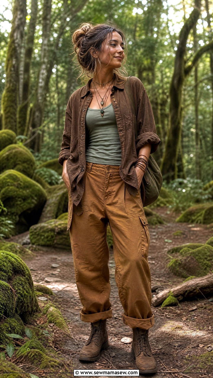Goblincore Layered Earth Tone Outfit - 30 Electric forest outfit ideas