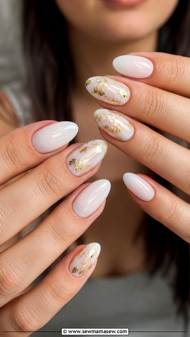Gold Foil Accent Gel Nails - 50 gel polish