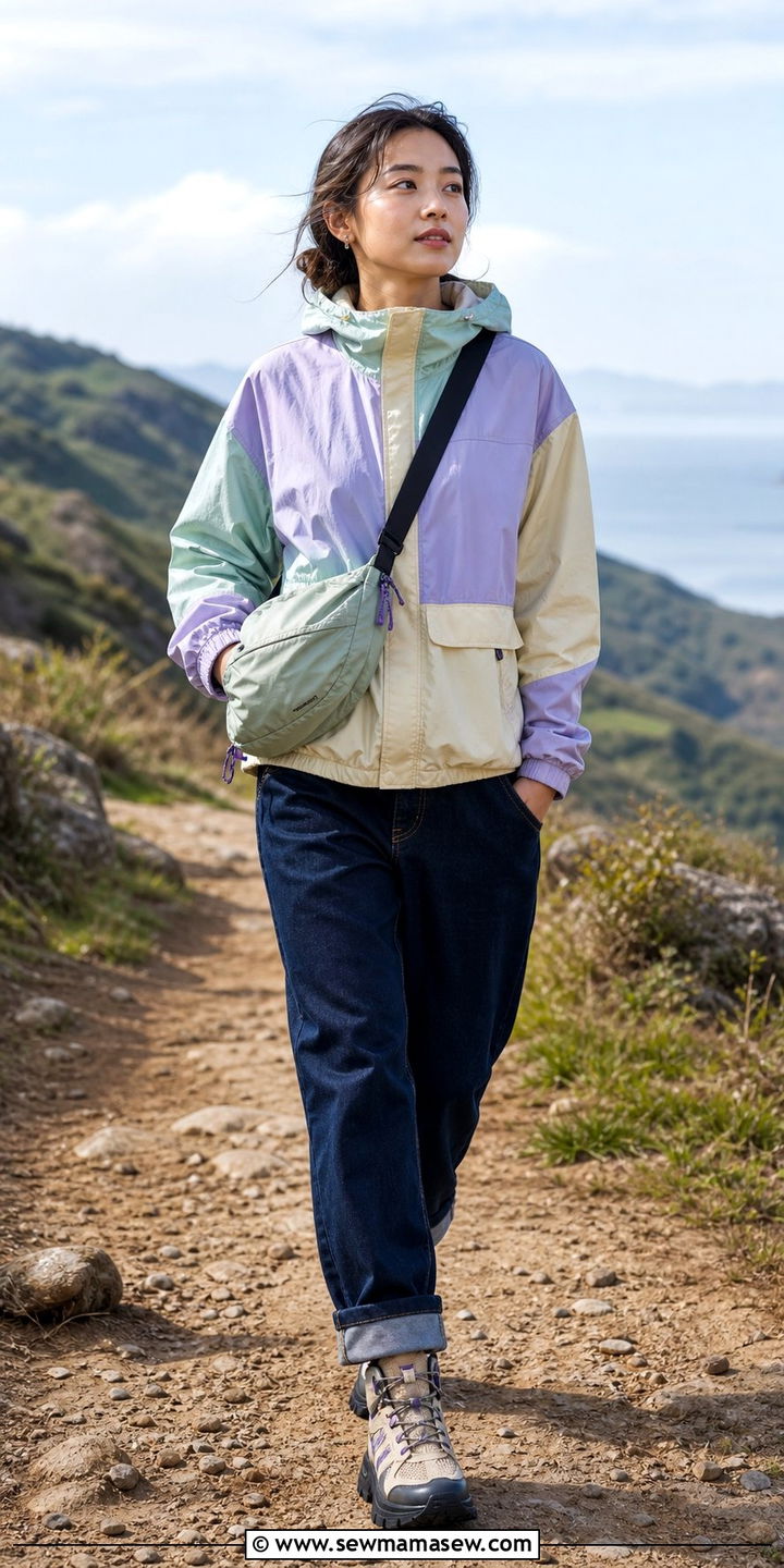Gorp Core Windbreaker With Denim And Hiking Sneakers - 35 April outfit ideas