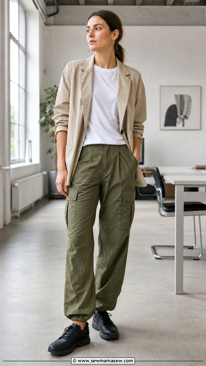 Gorp Luxe Blazer and Ripstop Cargos Outfit - 25 Gorpcore outfit ideas 2026