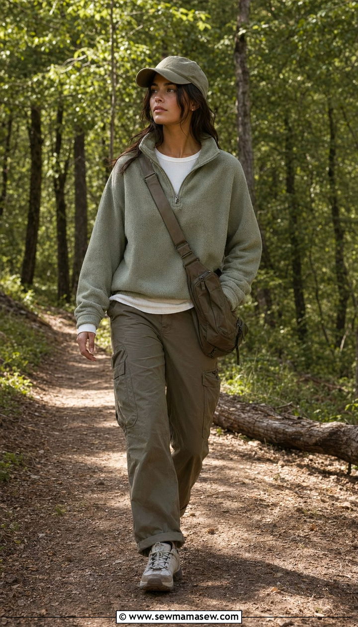Gorpcore Fleece Jacket and Cargo Pants Outfit - 35 aesthetic outfits ideas