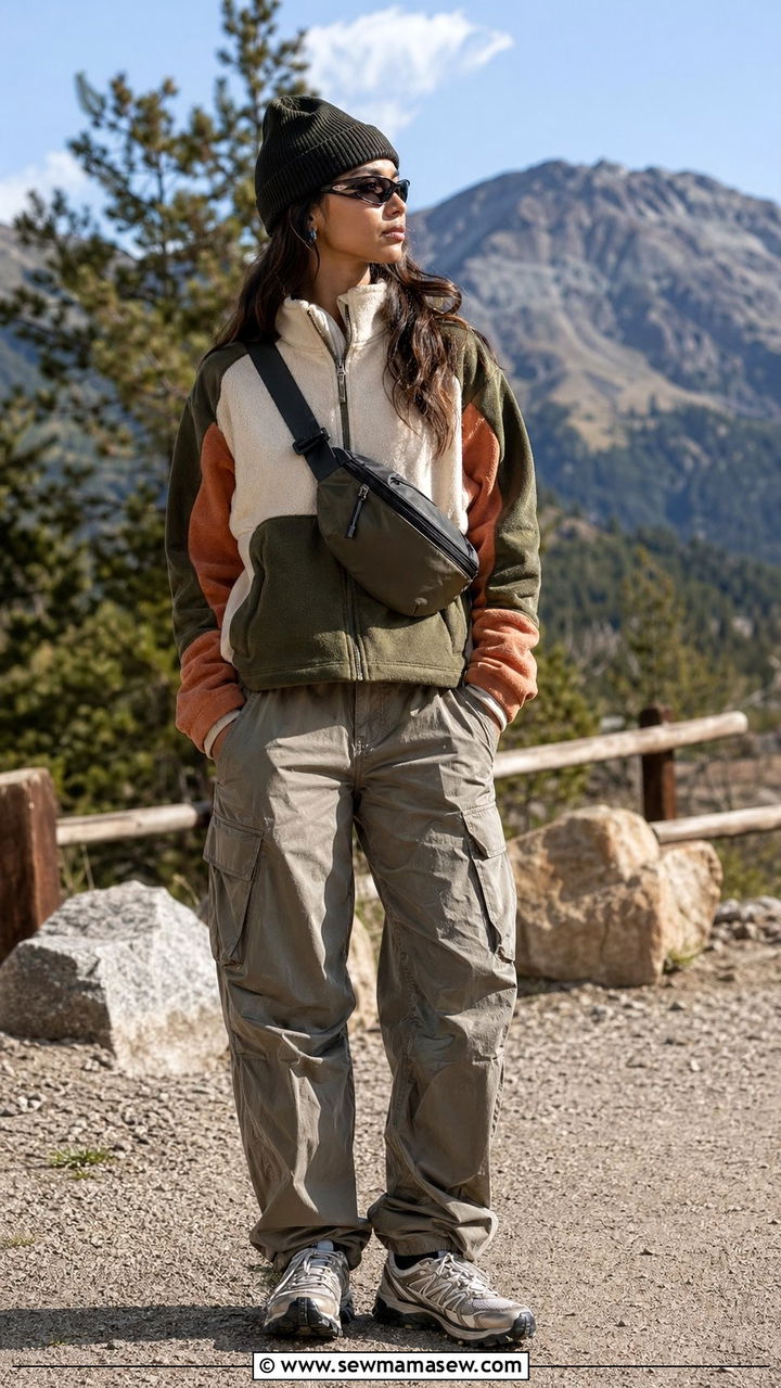Gorpcore Fleece Jacket and Hiking Cargo Pants Outfit - 35 aesthetic outfits