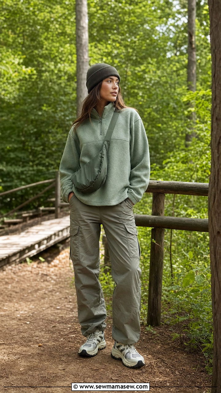 Gorpcore Fleece Pullover and Hiking Cargo Pants Outfit - 25 cute outfits aesthetic