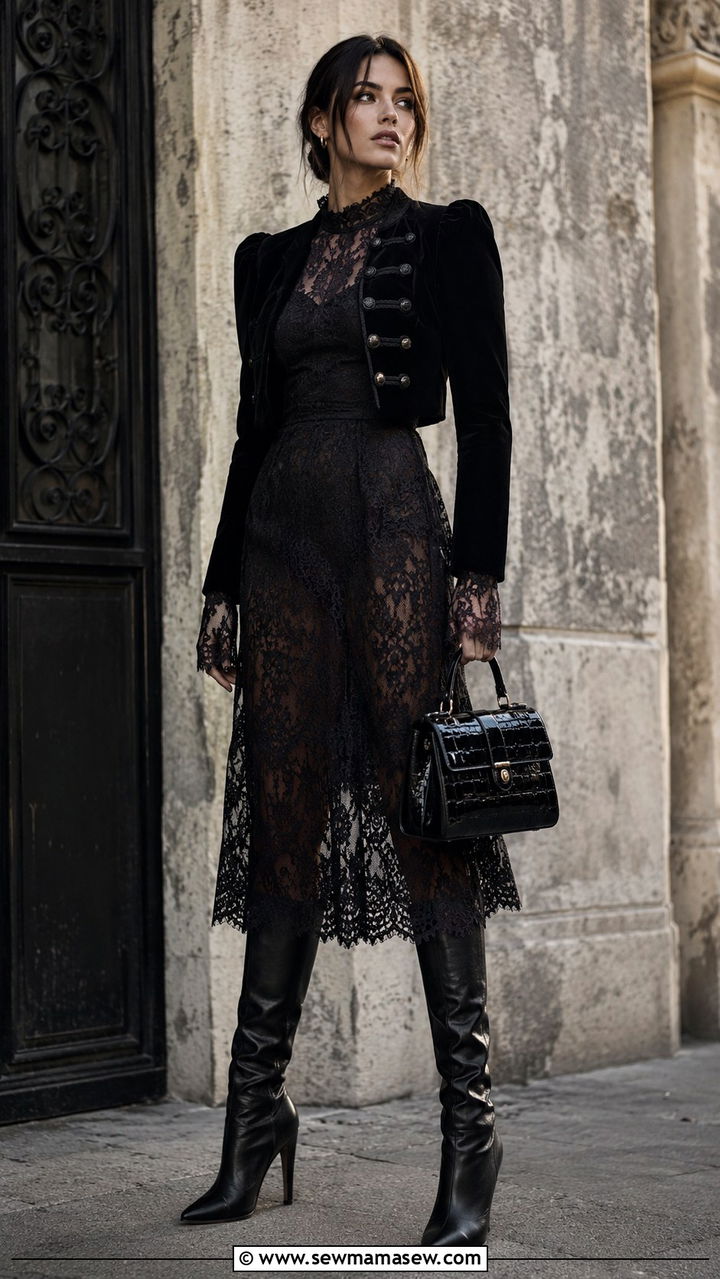 Gothic Romance Lace Midi Dress Outfit - 25 2026 outfits for women