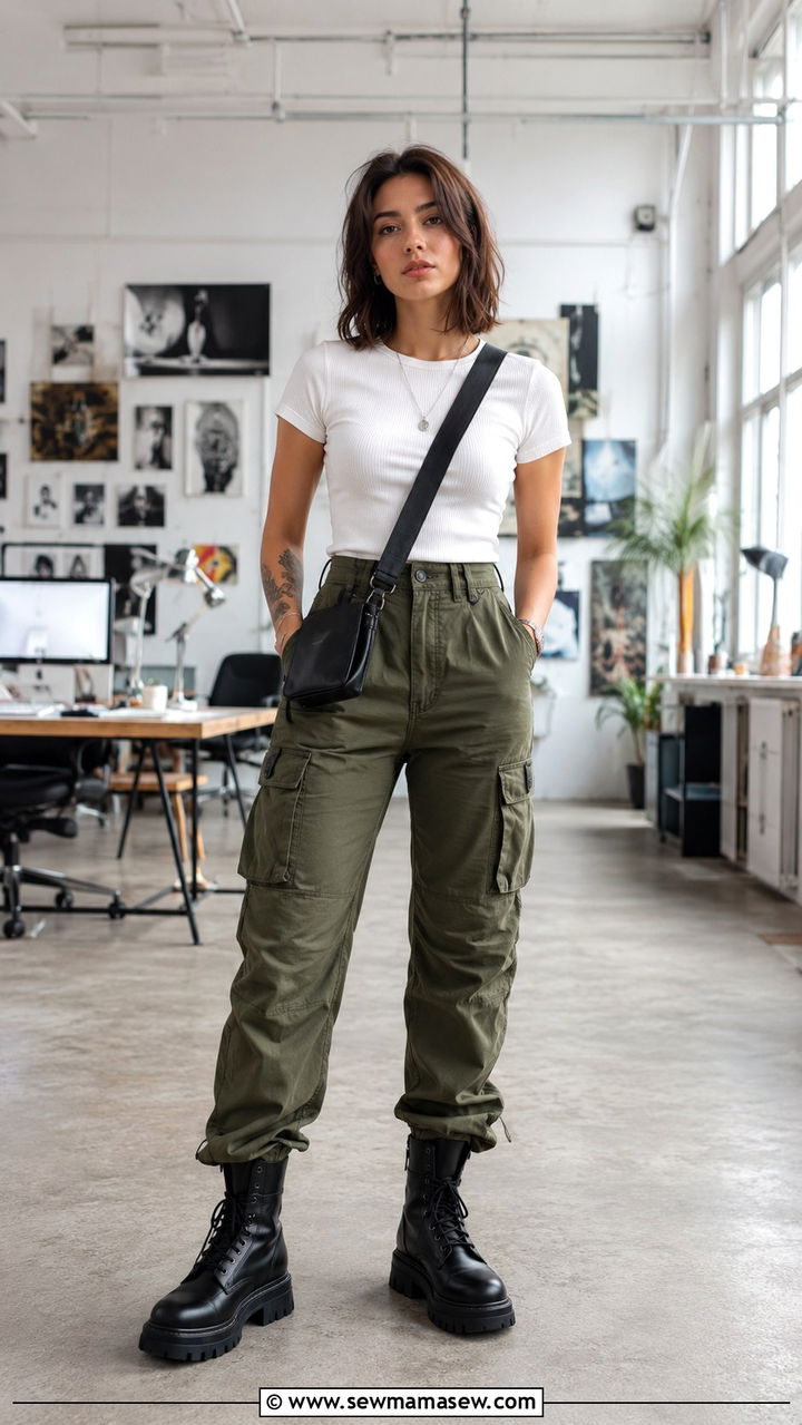 Graphic Designer Outfit With Cargo Pants And Fitted Tee - 20 Graphic designer outfit ideas