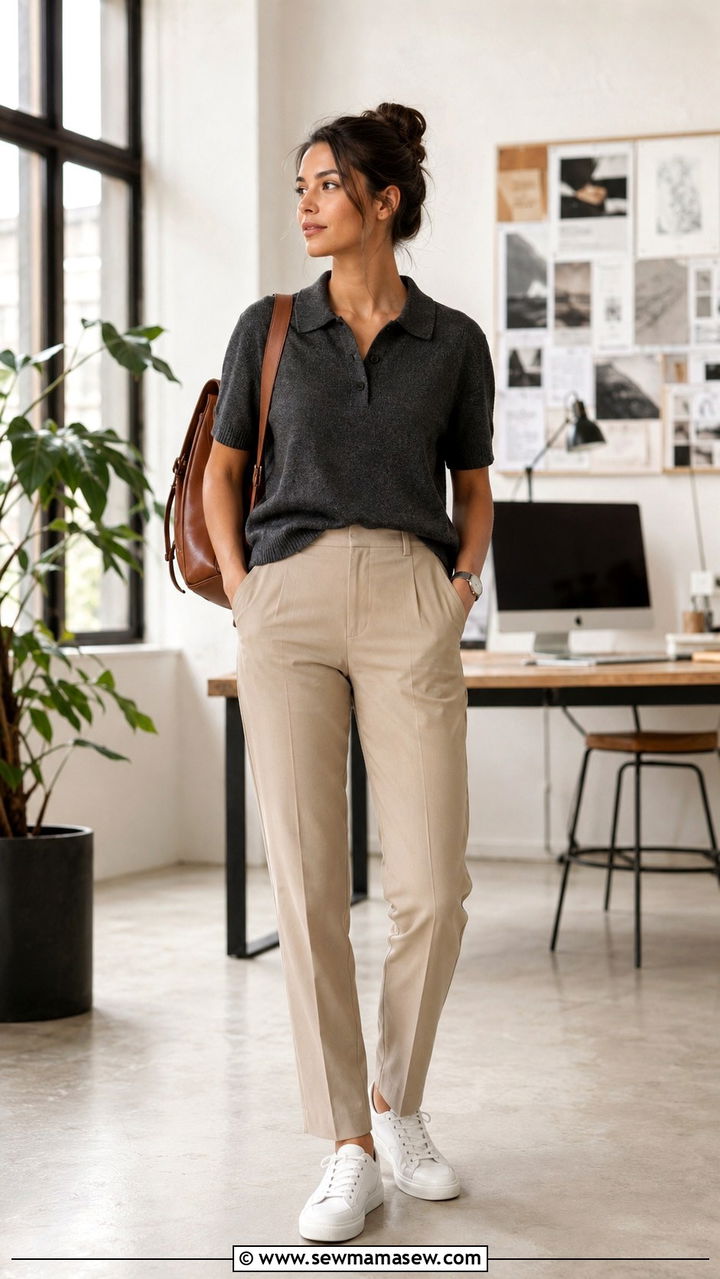 Graphic Designer Outfit With Knit Polo And Smart Trousers - 20 Graphic designer outfit ideas