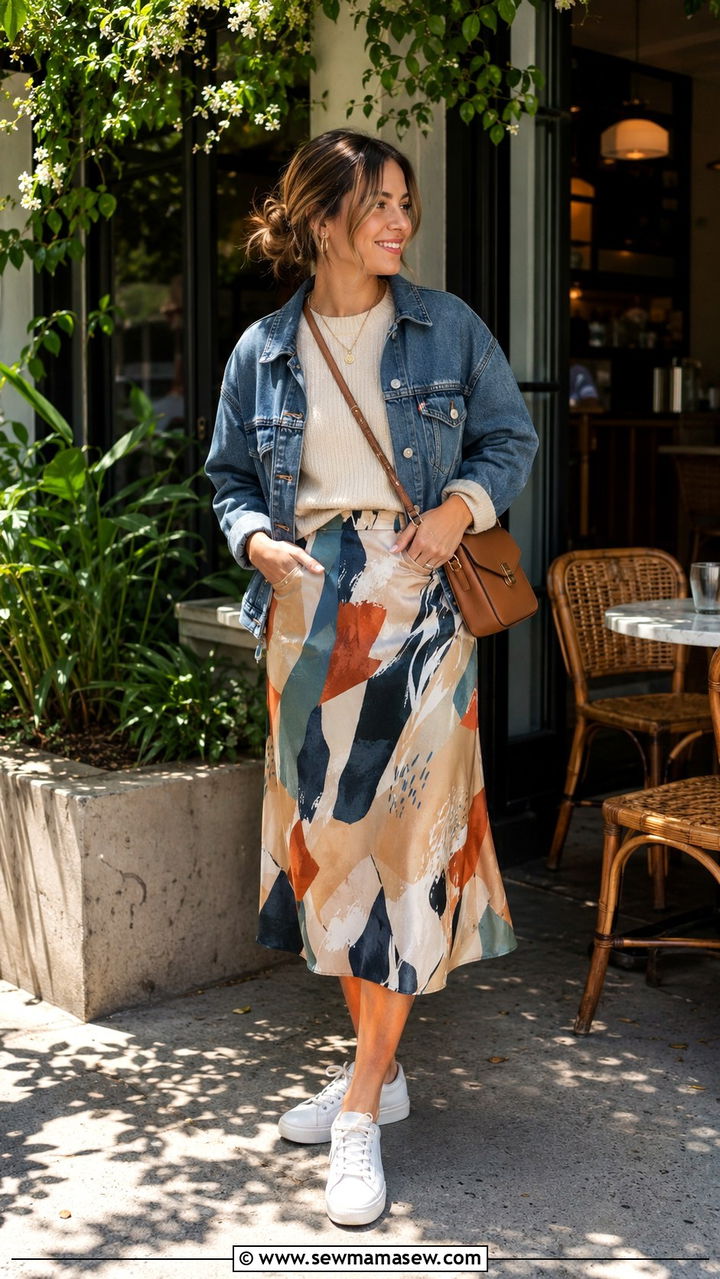 Graphic Designer Outfit With Midi Skirt And White Sneakers - 20 Graphic designer outfit ideas