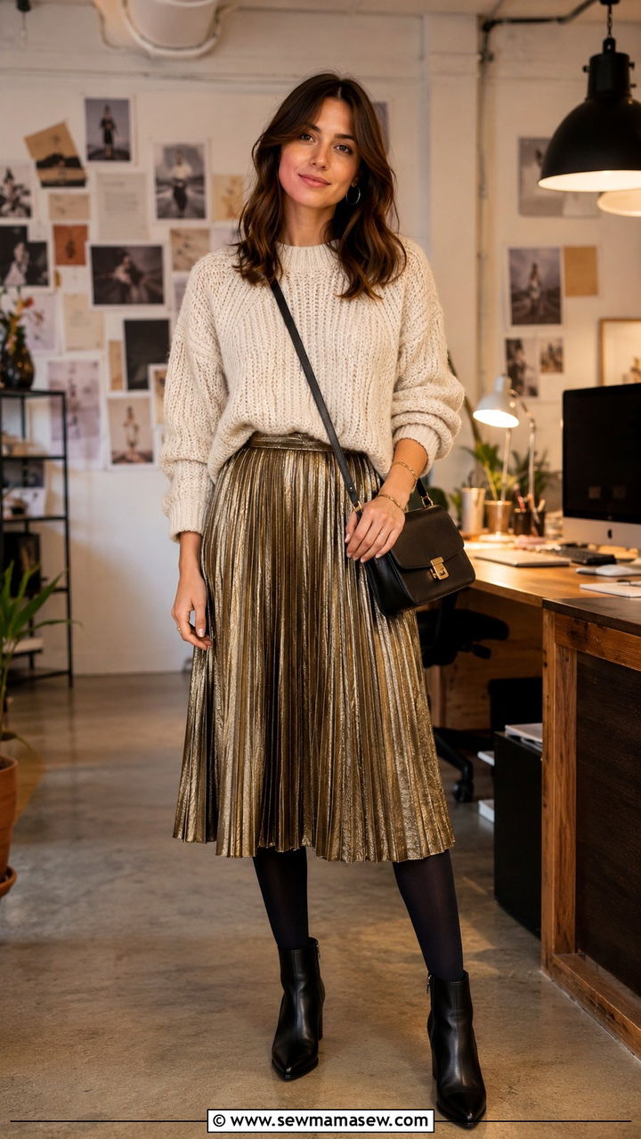 Graphic Designer Outfit With Pleated Skirt And Knit Sweater - 20 Graphic designer outfit ideas