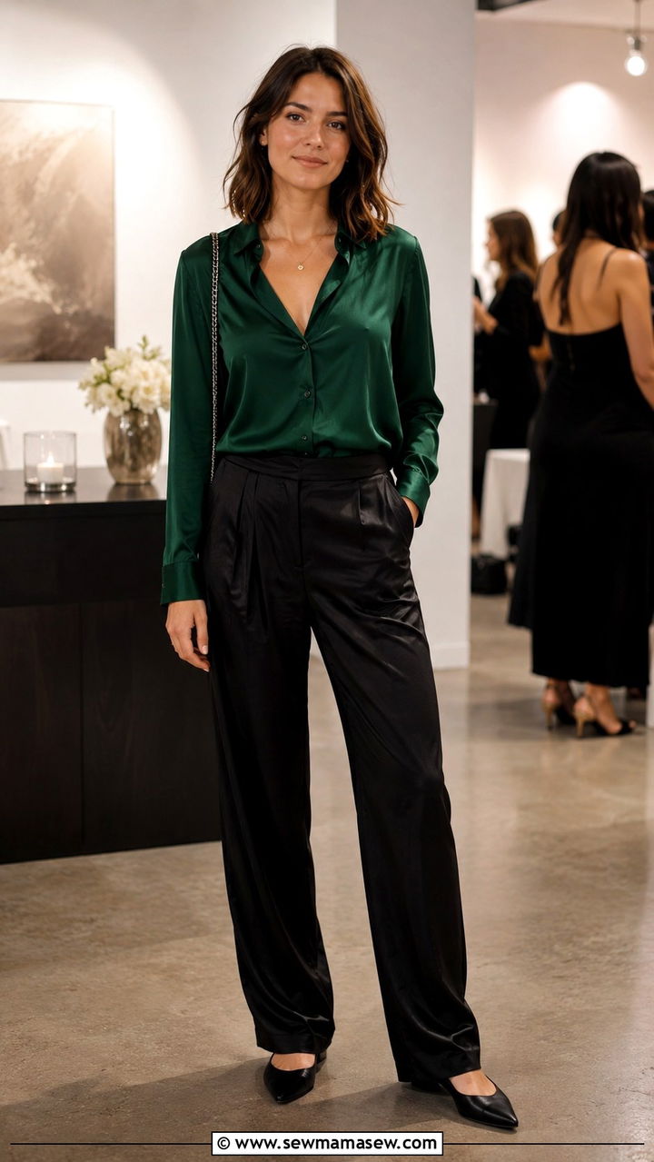 Graphic Designer Outfit With Silk Shirt And Satin Trousers - 20 Graphic designer outfit ideas