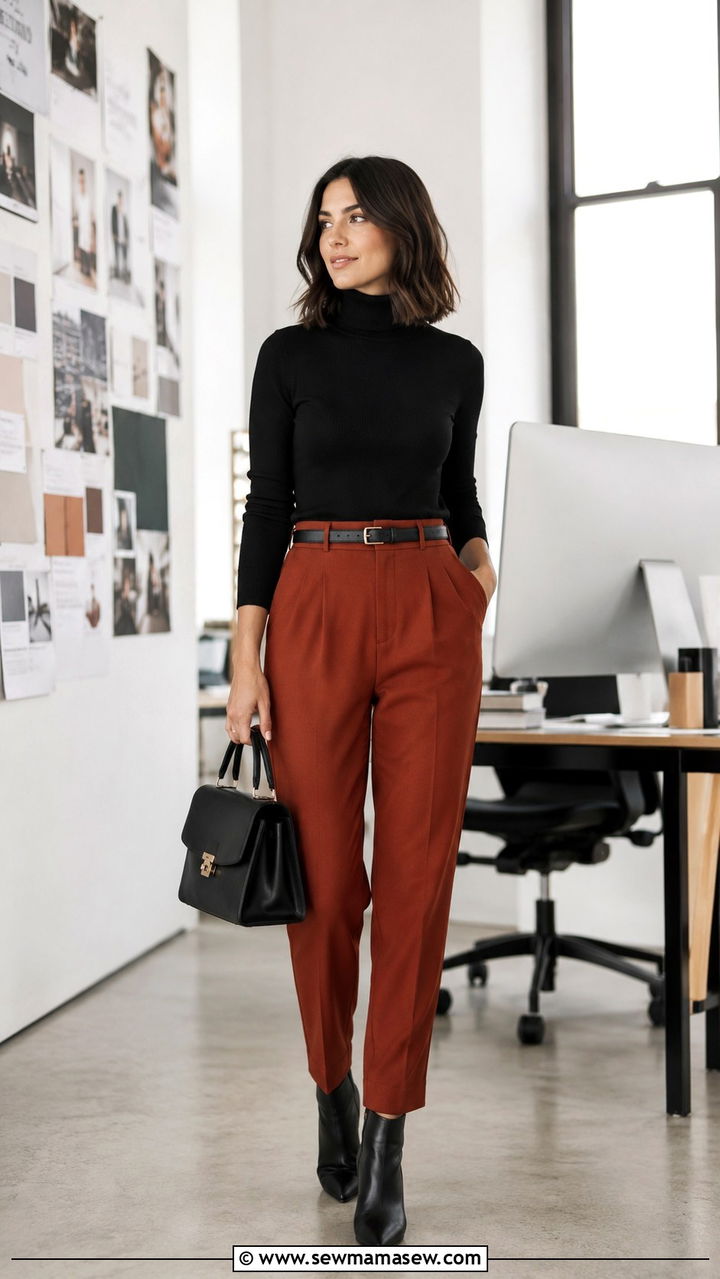 Graphic Designer Outfit With Turtleneck And High Waist Trousers - 20 Graphic designer outfit ideas