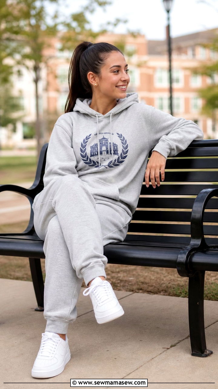 Graphic Hoodie and Joggers with Sneakers - 25 college outfits Pinterest