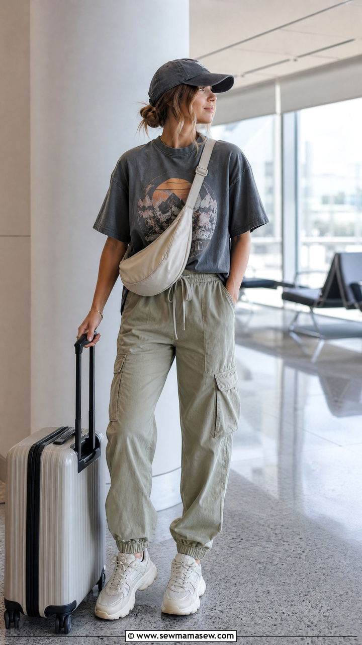 Graphic Tee And Cargo Jogger Pants Outfit - 30 summer wardrobe essentials outfits