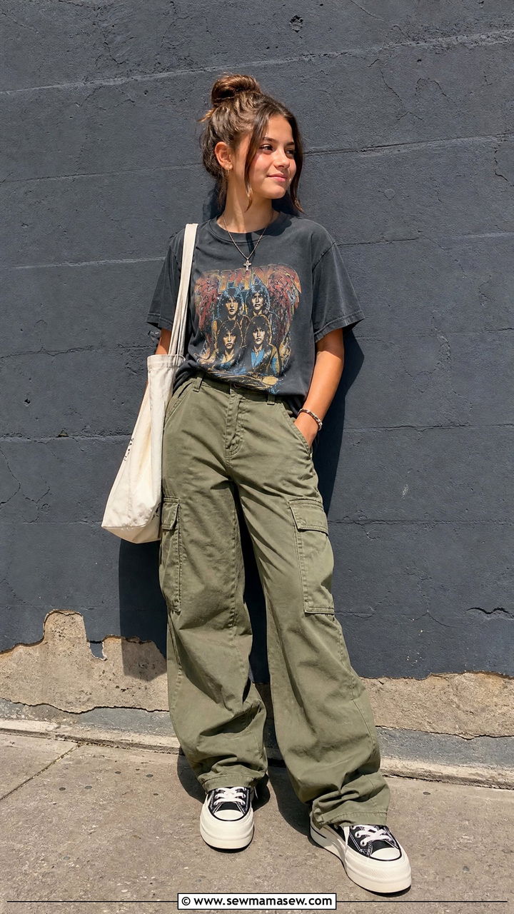 Graphic Tee And Cargo Pants Outfit - 25 Tween outfit ideas 2026