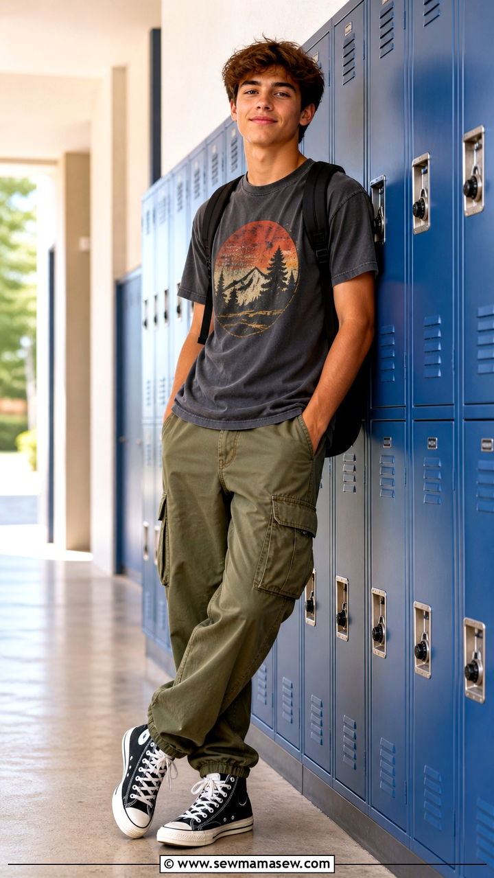 Graphic Tee And Cargo Pants Outfit - 40 back to school outfits 2026