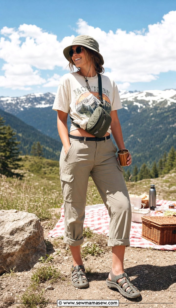 Graphic Tee And Convertible Pants Spring Mountain Outfit - 25 Spring mountain outfits