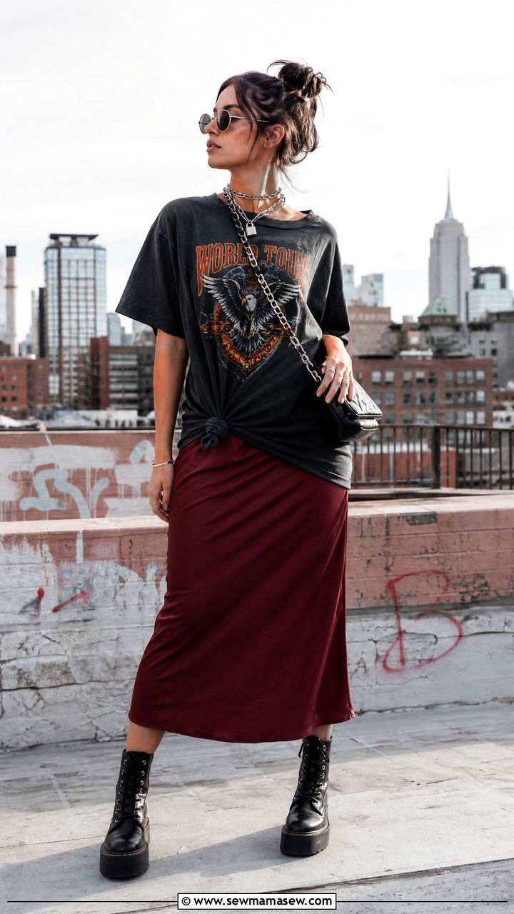 Graphic Tee Over A Slip Dress - 25 chic graphic tee outfit ideas